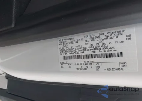 2023 Ford Transit-350 Passenger Van Xlt из США, поврежденный, VIN 1FBAX2YG9PKB37082